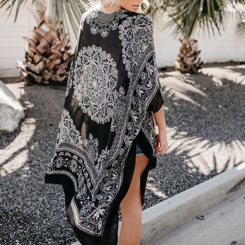 Mandala kimono paisley print scarf beach coverup - Picture 6 of 8